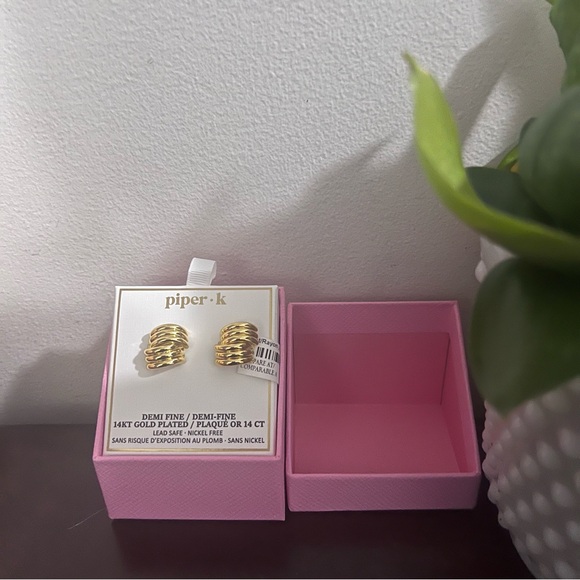 Piper K Demi-Fine 14K Gold Plated Statement Earrings – New in Box - Picture 6 of 7